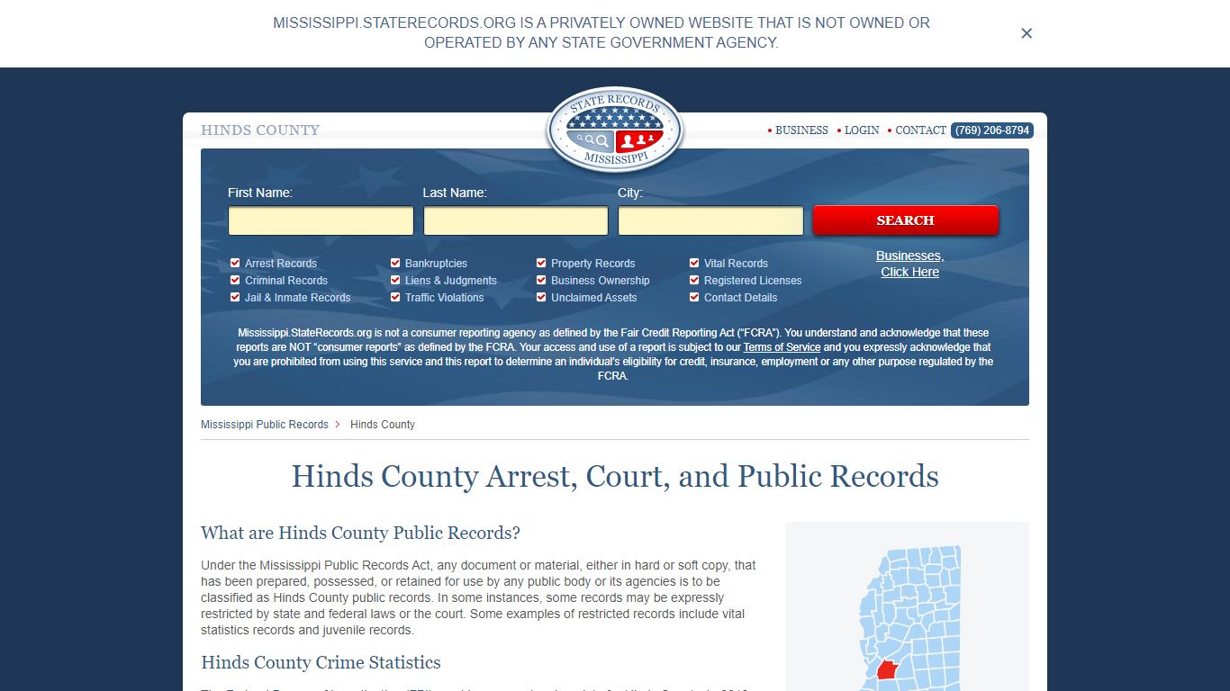 Hinds County Arrest, Court, and Public Records